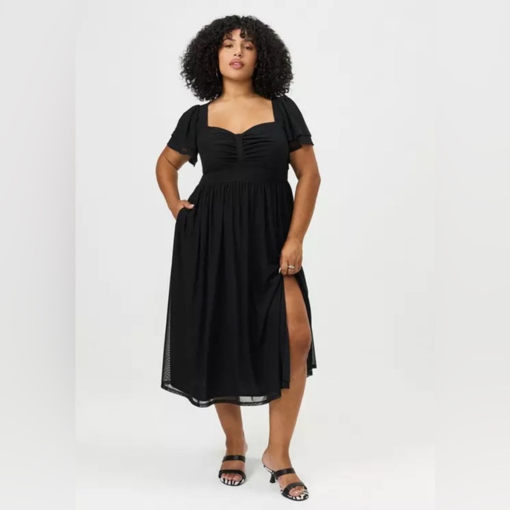Torrid NWOT Flutter Sleeve Mesh Midi Dress Size 2